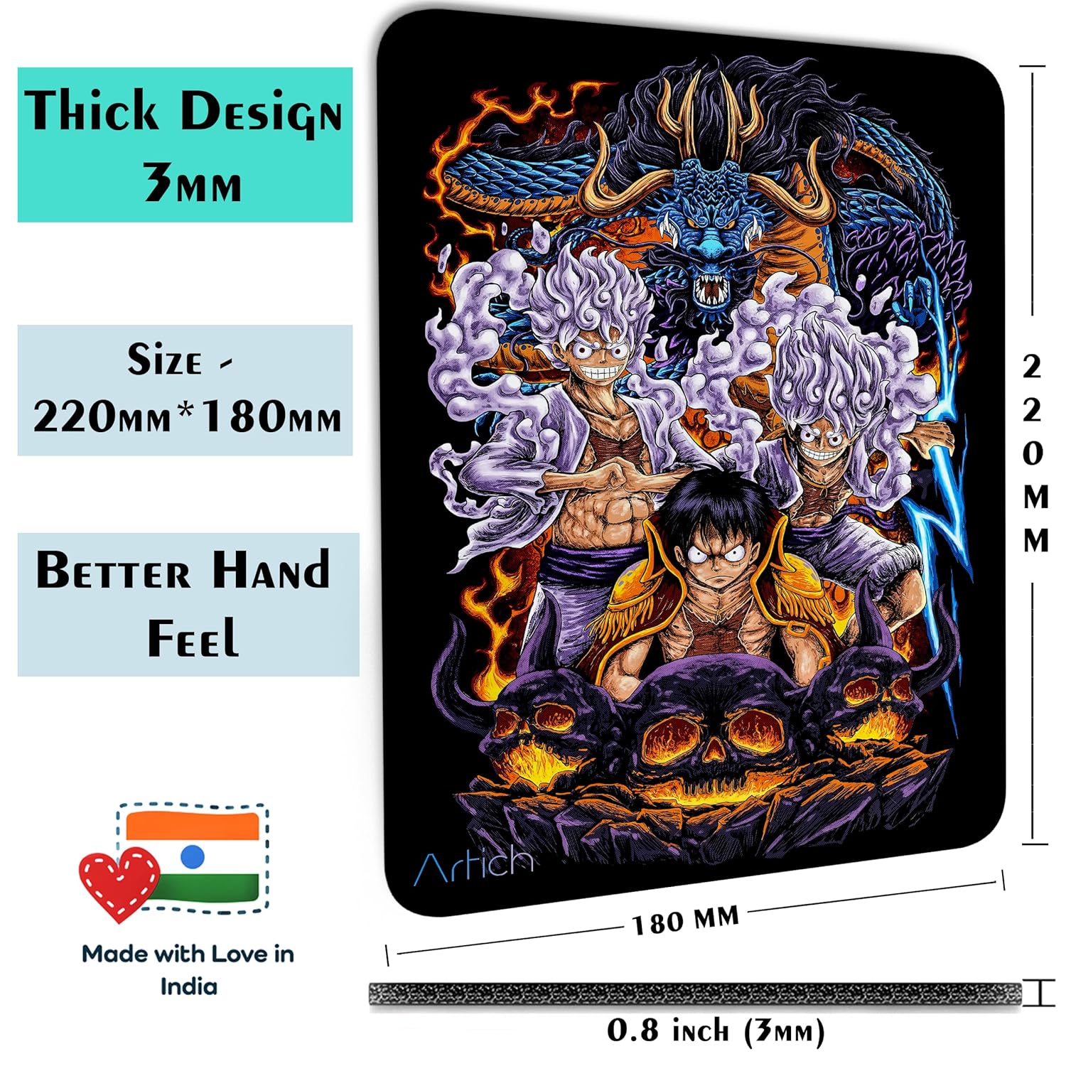 Artich Mouse pad (One piece Gear 5 Luffy vs Kaido The Beast)