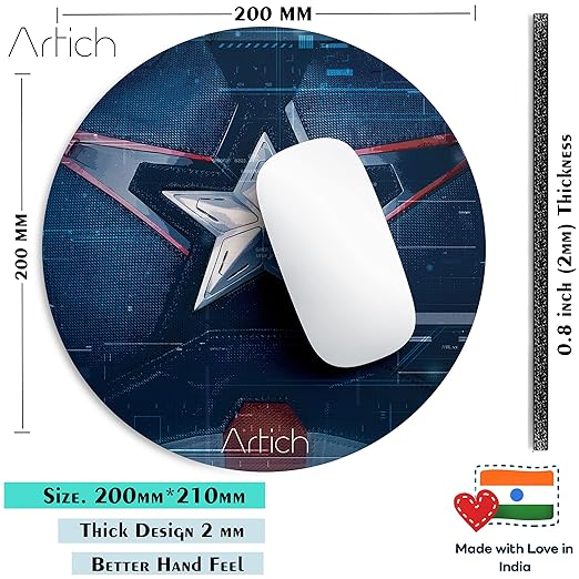 Artich Designer Gaming Mouse Pad (Captain America's Star)
