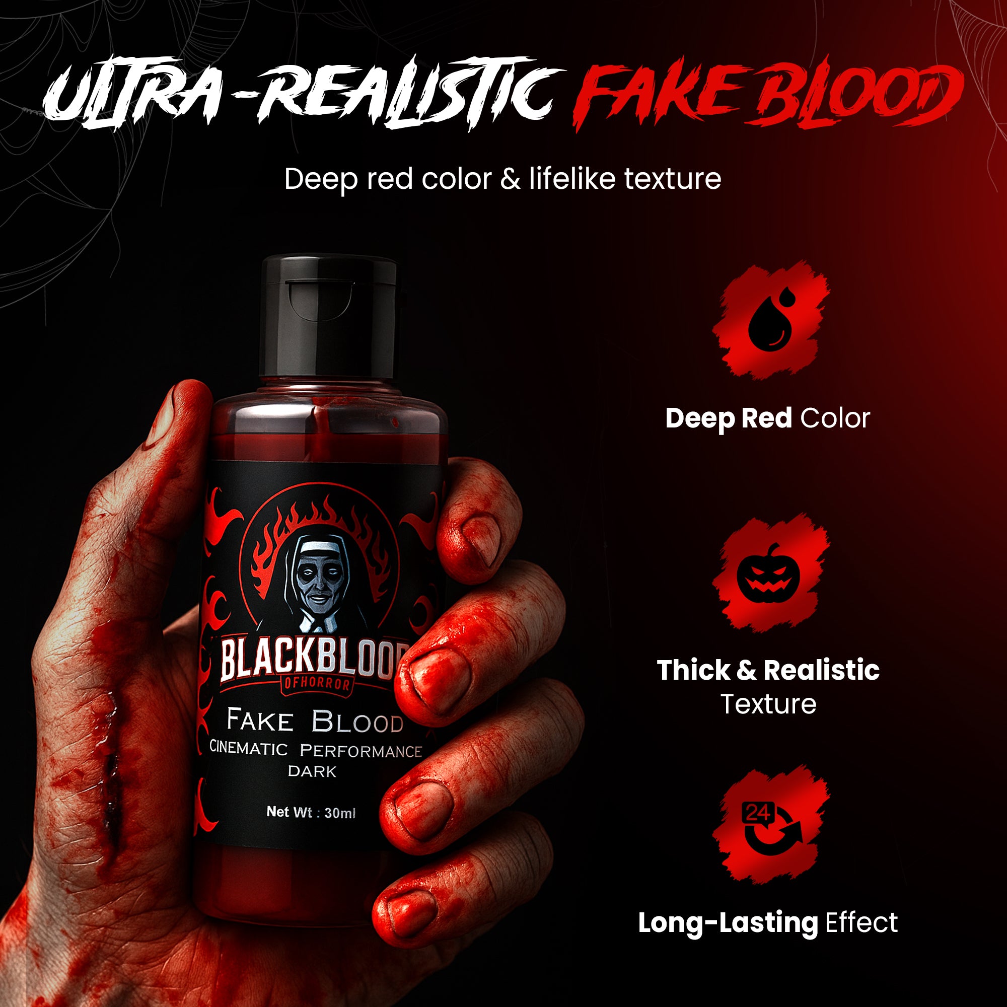 Blackblood The Fake Blood for Horror Fake Blood Scary Prank & Halloween Party (Bloodyred) (30ml)