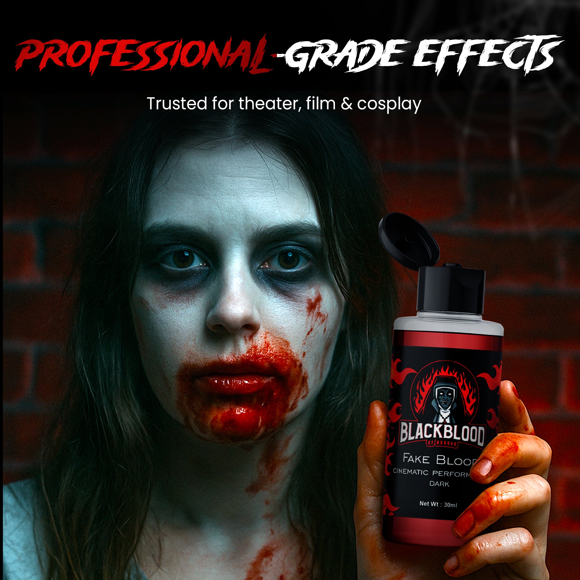 Blackblood The Fake Blood for Horror Fake Blood Scary Prank & Halloween Party (Bloodyred) (30ml)