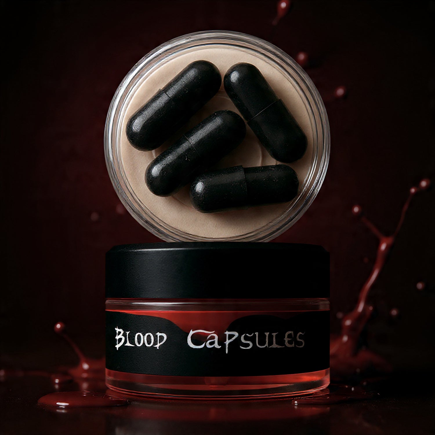 Blackblood The Fake Blood (Blood Capsules) for Horror Fake Blood Scary Prank & Halloween Party (Bloodyred) (Pack of 4 Capsules)